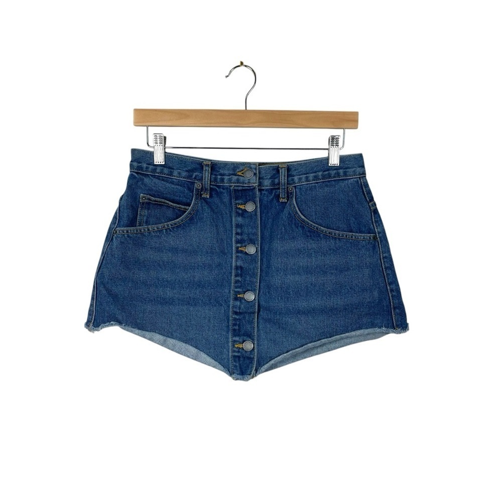 LF Carmar Denim Y2K Pointed Hem Button Mini Skirt in Blue Size 29